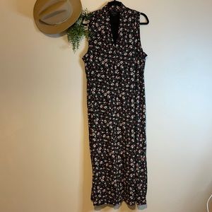 J. Jill Wearever Collection-Black & Floral Sleeveless V-Neck Maxi Dress-Sz XL